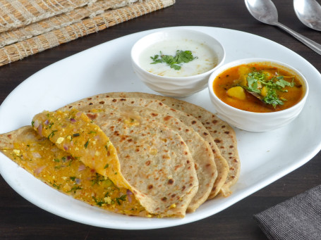 Mixed Paratha With Curd