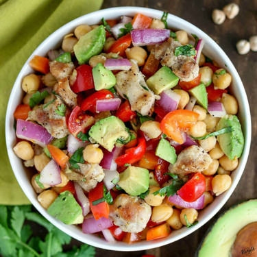 Boiled Chicken With Chickpea Salad