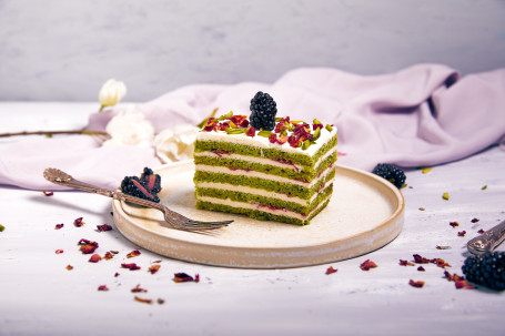 Pistachio And Rose Petals Cake
