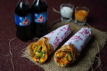 Malai Chaap Roll With Tandoori Paneer Roll 2 Cold Drinks (250 Ml)