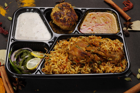 Chicken Biryani Combo With Chicken Tawa Kebab (Salan And Raita)