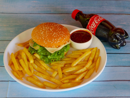 Cream Burger French Fries Cold Drink