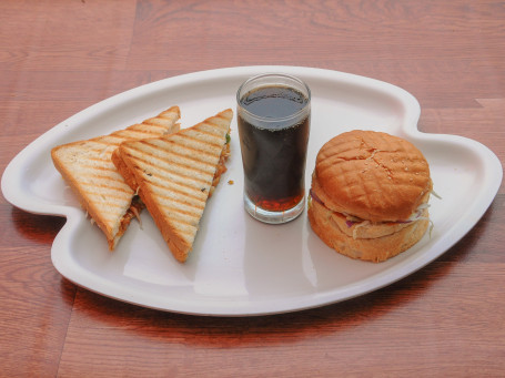 1 Veg Burger 1 Veg Grilled Sandwich 250 Ml Coke
