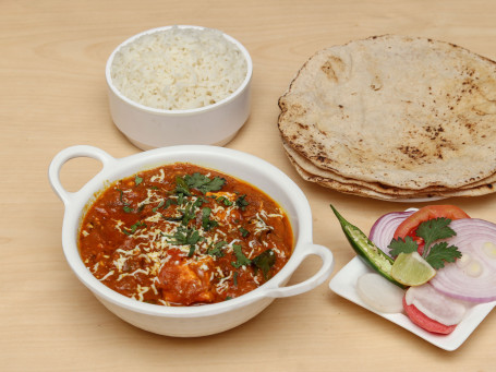 Kadaai Paneer Rice 4 Tawa Roti Salad Pickle/Chutney