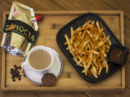 Classic Hot Coffee With Peri Peri Fries