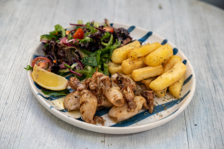 Calamari, Chips And Salad