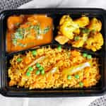 Chicken Tikka Masala, Aloo Gobi Biryani Bento