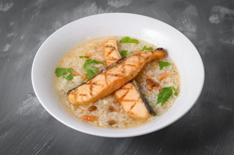 Soft Boiled Rice W/Grilled Salmon Large