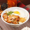 zhū bā jiān dàn cōng yóu lāo miàn Pork Chop Tossed Noodles with Pan-Fried Egg and Scallion Oil