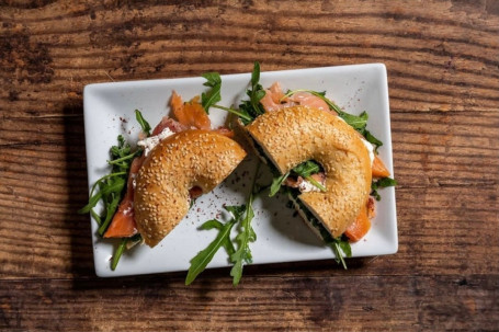 Salmon and Soft Cheese Bagel