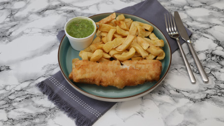 Regular Cod, Chips, Side, And A Drink