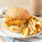 là wèi kǎ lā jī tuǐ bǎo jí cuì shǔ Spicy Crispy Chicken Drumstick Burger and Crispy Fries