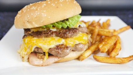 Double Big Sloppy Burger French Fries