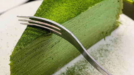 Matcha Green Tea Mille-Crepes Cake Sliced