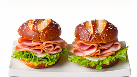 Ham Swiss Pretzel Duo Sandwiches