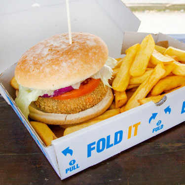 The Zip Breadcrumbed Veggie Burger With Chunky Chips