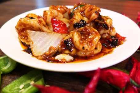 Jumbo Prawns With Bell Peppers And Black Bean Sauce Shì Jiāo Bō Lí Xiā Qiú