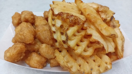 2.Popcorn Chicken+Waffle Fries