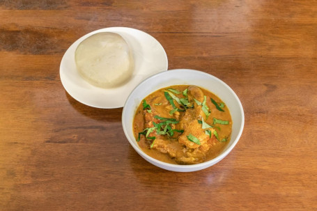 Ogbono Soup Served With A Choice Of Pounded Yam, Eba Or Amala