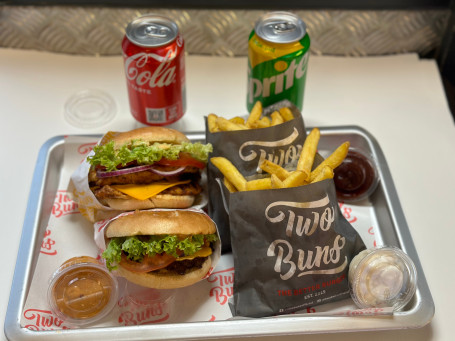 Meal Deal For 2 (One Better Burger, One Free Choice Burger, Two Chips And Two Can Drinks)