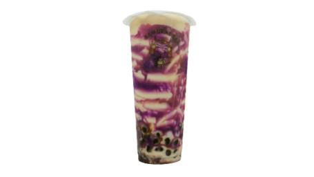 Ube Swirl Coconut Milk Tea W Mixed Boba Zǐ Shǔ Yē Zi Zhēn Zhū Nǎi Chá