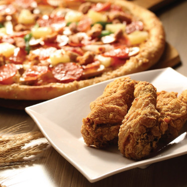 Baked Chicken Thigh Regular Pizza Combo Xiāng Jú Jī Shàng Bì Pǔ Tōng Pī Tào Cān