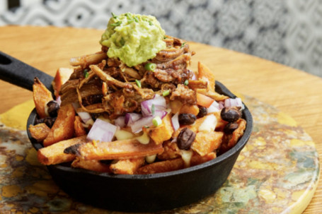 Bbq Pulled Pork Loaded Sweet Potato Fries (Df)