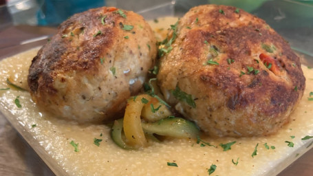 Salmon Meatballs Cheddar Gruyere Grits