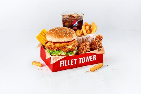 Filet-Tower-Box-Menü Mit 2 Hot Wings
