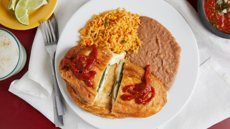 Cheese Stuffed Poblano Peppers Plate(Chiles Rellenos)