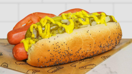 Doppelter Hot Dog Im Chicagoer Stil