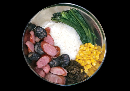 Sān Sè Tái Wān Xiāng Cháng Pèi Mǐ Fàn Tri Color Taiwanese Sausages Rice Bowl