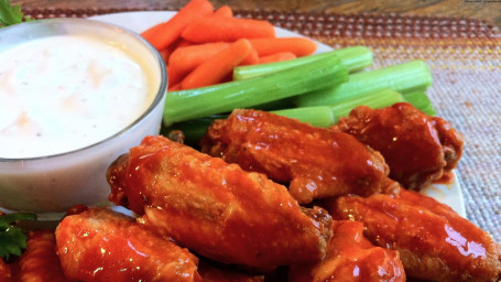 Buffalo Style Chicken Wings (70 Pieces With Celery Ranch Or Blue Cheese)