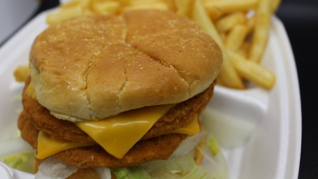 Double Chicken Patty Sandwich With Fries