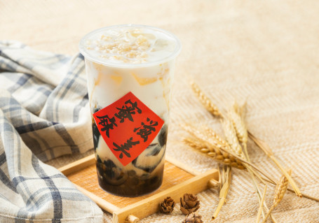 Yàn Mài Nèn Xiān Cǎo Bō Bō Kǎo Nǎi Oatmeal Grass Jelly Caramel Fresh Milk