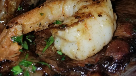 Surf 'N Turf, 14 Oz Citrus Marinated Ribeye 5 Grilled Shrimp