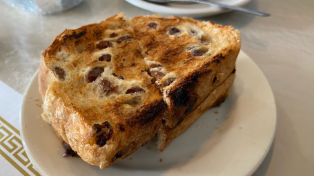 Two Slices Of Homemade Raisin Bread