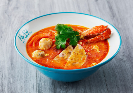 Hǎi Fáng Fān Jiā Xiè Tāng Méng Xiè, Xiā Wán, Zhā Ròu Tomato, Crab , Shrimp Balls Vietnamese Sausage Vermicelli Pho