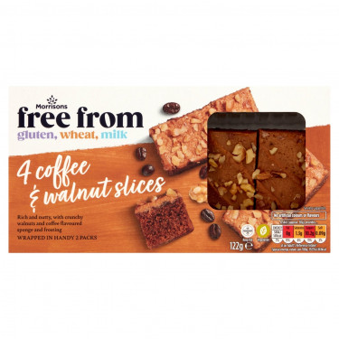 Morrisons Free From 4 Kaffee-Walnuss-Kuchenstücke 122G