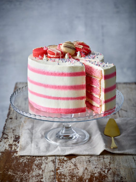 Pink Candy Stripe Gateau (8Inch)