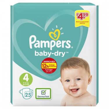 Pampers B/Drytaped S4 Pm4.99 4 25 Pack