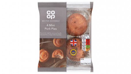 Co Op 4 Melton Mowbray Mini Pork Pies 200G