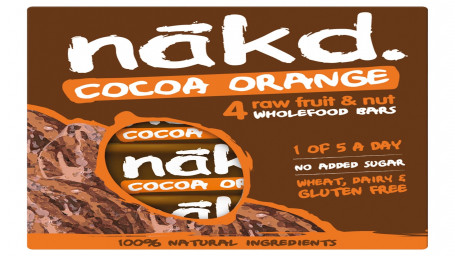 Nakd Kakao-Orangen-Frucht-Nuss-Riegel 4 X 35 G