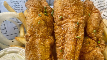 Fried Catfish(3 Piece, Fries, Hush Puppies)