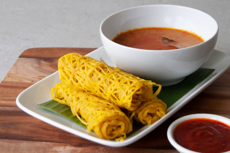 3 Roti Jala With Curry Sauce