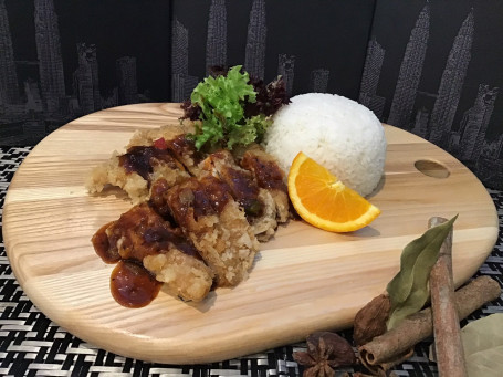 Black Pepper Chicken Chop With Rice