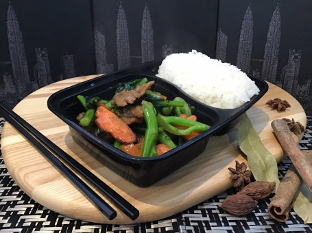 Stir Fried Chinese Broccoli And Beef With Rice
