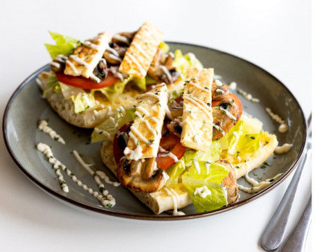 Grilled Haloumi And Mushroom Open Sandwich