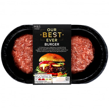 M S Food Unsere Besten Rindfleisch-Burger Aller Zeiten, 340 G, 2 Stück