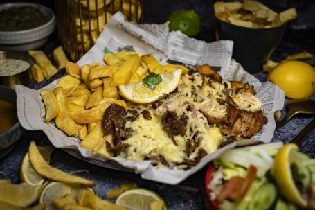 Cheese, Kebab Meat And Chips